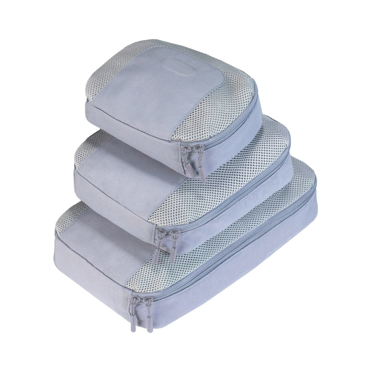 Experience organized travel at its best with the Travelon Set of 3 Packing Cubes. These stylish gray mesh cubes come in small, medium, and large sizes and feature convenient zippers for easy access.