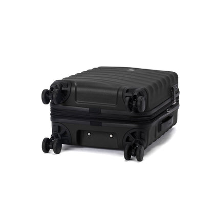The Travelpro Maxlite Air V2 black hardside spinner carry-on lies flat on a white background.