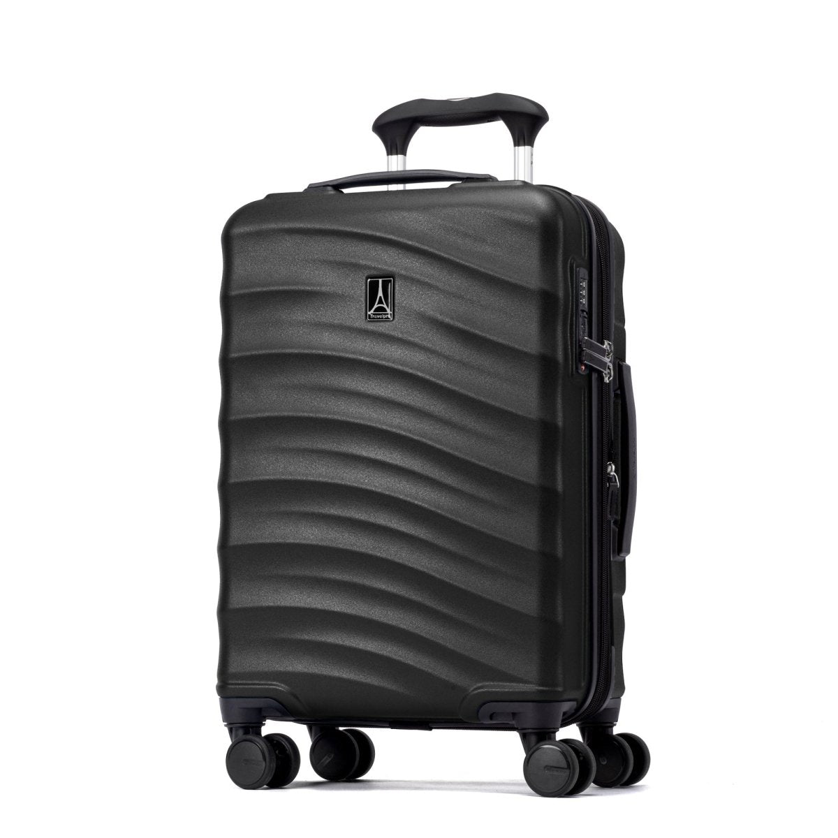Travelpro® Maxlite® Air V2 Compact Carry-on Hardside Spinner with wavy texture and 4 smooth wheels.