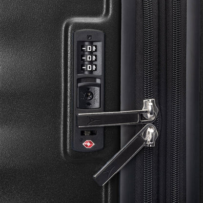 Close-up of the Travelpro® Maxlite® Air V2 Large Check-in Spinner with TSA lock and secured zipper pulls.
