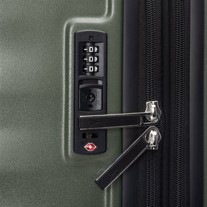 Close-up of the Travelpro® Maxlite® Air V2 Large Check-in Hardside Spinner with built-in lock and secure zippers.