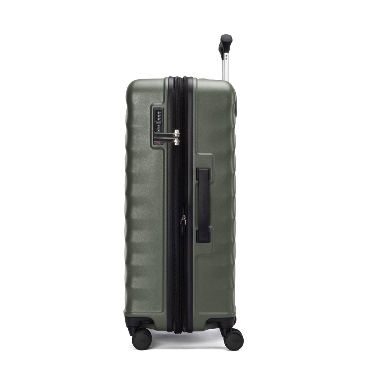 The Travelpro® Maxlite® Air V2 Medium green hardside spinner has a zipper, lock, side handle, and 4 wheels.