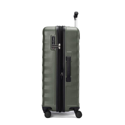The Travelpro® Maxlite® Air V2 Medium green hardside spinner has a zipper, lock, side handle, and 4 wheels.