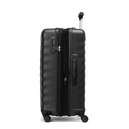 Travelpro® Maxlite® Air V2 Medium Hardside Spinner in black, shown side view with handle and 4 wheels.