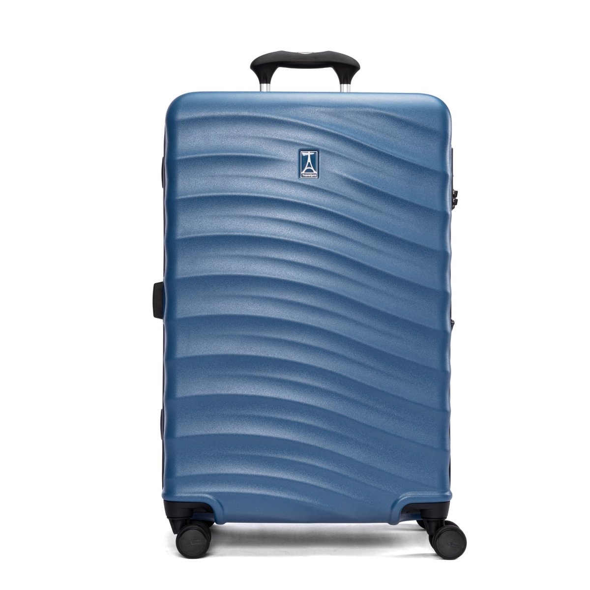 Travelpro® Maxlite® Air V2 Medium Check-in Spinner: blue, wave pattern, black handle, 4 wheels—lightweight.