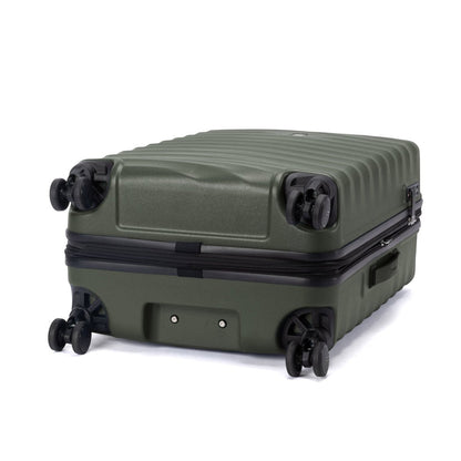 Travelpro® Maxlite® Air V2 olive green hardside spinner, medium check-in, 4 black swivel wheels, black zipper.