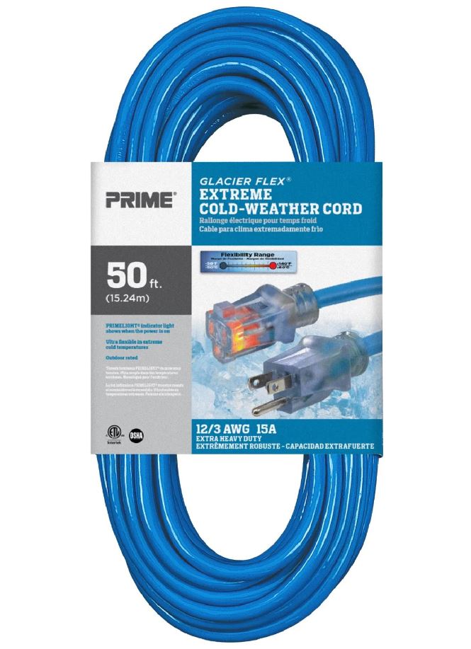 Prime Glacier Flex® Extreme Cold Weather Extension Cord - 50ft