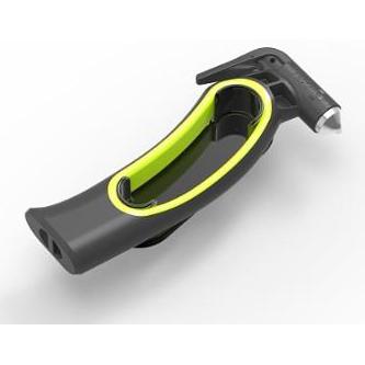 Image showing product molded in black with lime-green trim and metal hammer end.