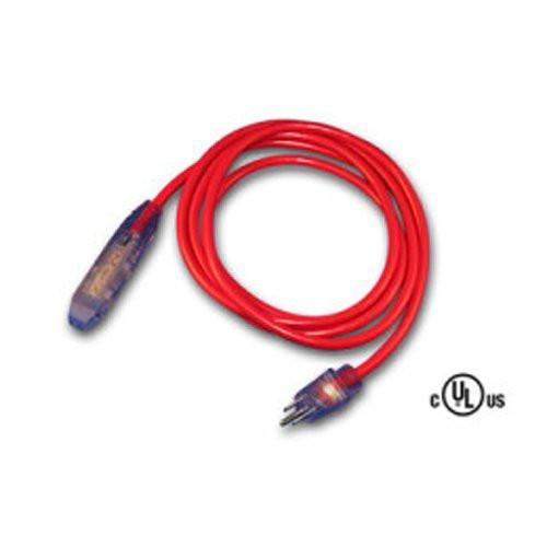 Image showing cord molded in red with transparent plastic plug-ins.