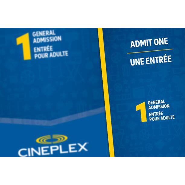 CineplexCineplex Admit OneMovie TicketCPLEXA