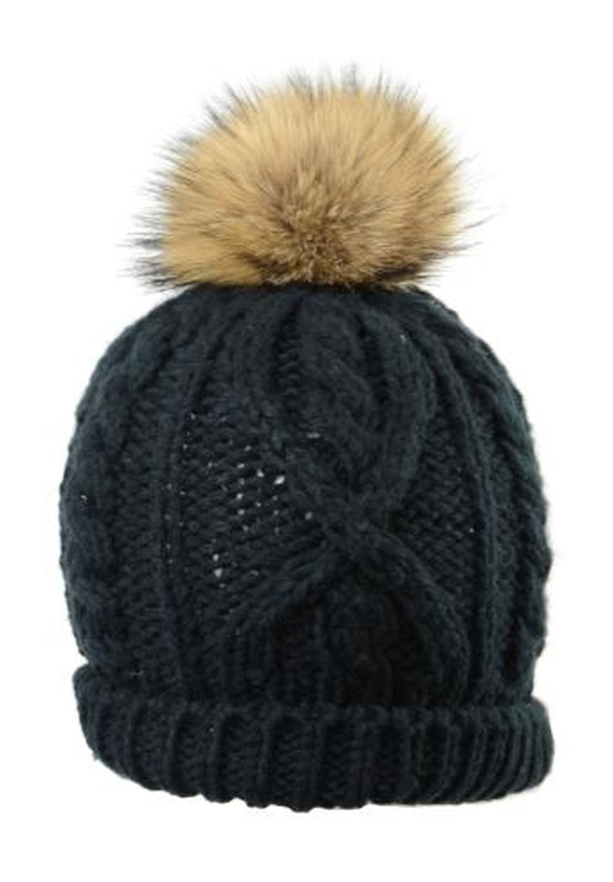 Crown Cap Handknit Cable Toque - CharcoalHats