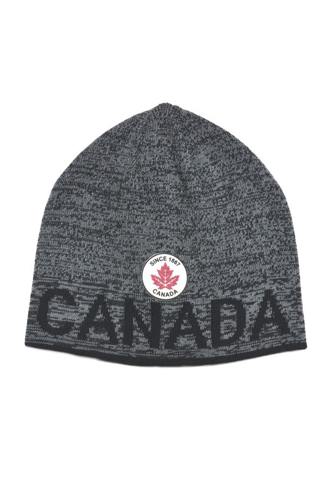 Crown Cap Knit Beanie with Canada PatchHatsCharcoal