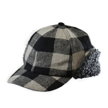 Crown Cap Wool Blend Buffalo Check CapHatsCharcoalM/L