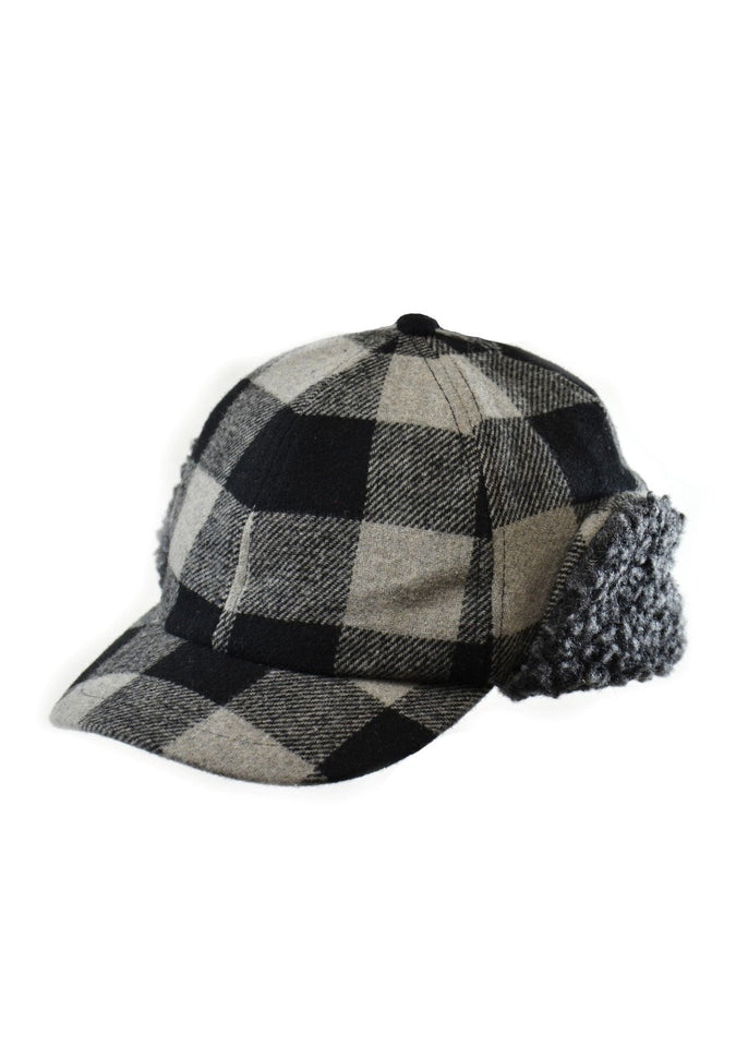 Crown Cap Wool Blend Buffalo Check CapHatsCharcoalM/L