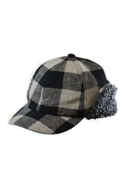 Product Image – Crown Cap Wool Blend Buffalo Check CapHatsCharcoalM/L