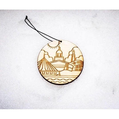 Fresh Emblem Rescentable Wood Car Air Freshener - Emblem Only (Unscented)Vehicle Air FreshenersWinnipeg Skyline Round