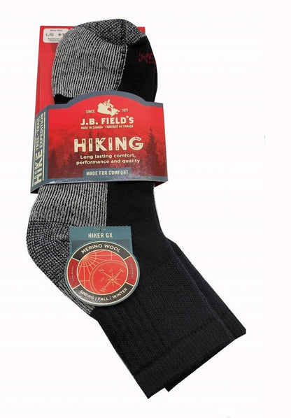 J.B. Field's - "Hiker GX" 74% Merino Wool Low - Cut SocksocksBlackMedium