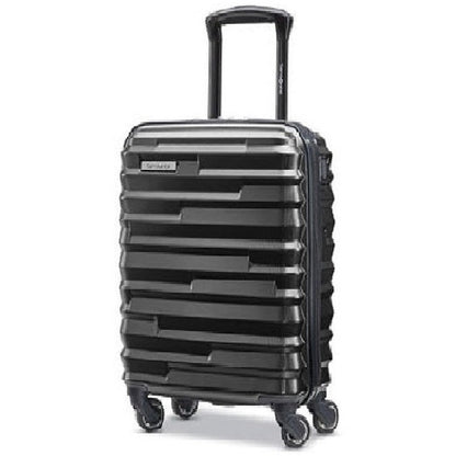 Image showing black luggage piece with black coloured carrying handle extended.