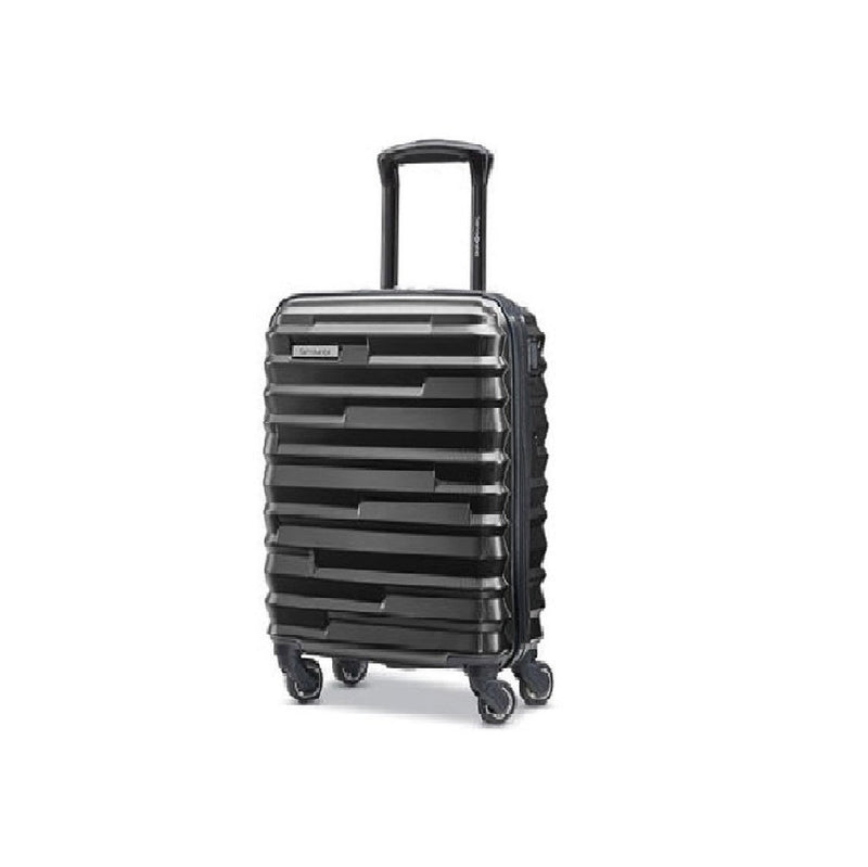 Image showing black luggage piece with black coloured carrying handle extended.